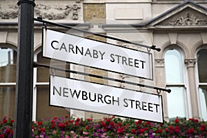 Carnaby and Newburgh Street Sign; London