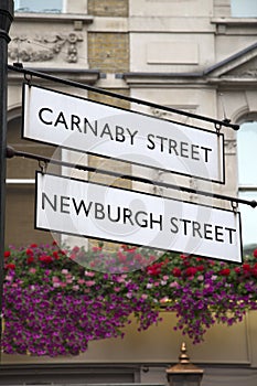 Carnaby and Newburgh Street Sign; London