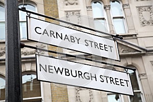 Carnaby and Newburgh Street Sign; London
