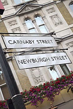 Carnaby and Newburgh Street Sign; London