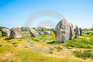 Carnac stones are an exceptionally dense collection of megalithic sites near the south coast of Brittany in northwestern France
