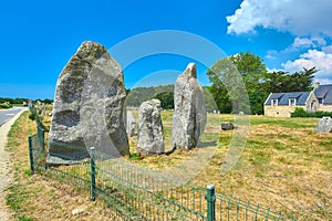 Carnac stones in the Menec alignment in France