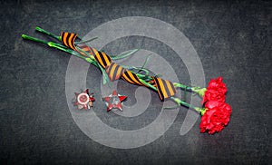 Carnation flowers, George Ribbon, Order of the Red Star