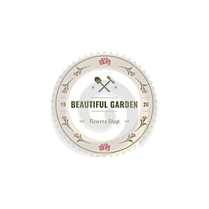 Carnation flowers Label, Design Element in Vintage Style for Logotype, Badge and other design.