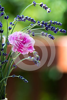 Carnation and Lavender Flower Bouquet