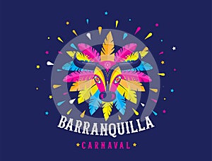 Carnaval de Barranquilla, Colombian carnival party. Vector illustration, poster and flyer photo