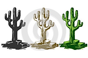 Carnegiea set. Giant caguaro cacti photo