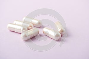 Carnitine capsules. Concept for a healthy dietary supplementation.