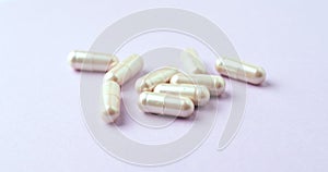 Carnitine capsules. Concept for a healthy dietary supplementation.