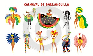 Carnival of Barranquilla people in costumes collection