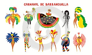 Carnival of Barranquilla people in costumes collection photo