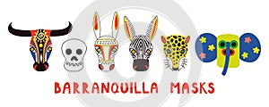 Carnival of Barranquilla traditional masks collection photo