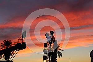 Carnival Bi-planes and Red and Orange sunset