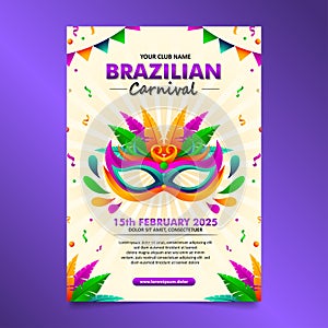 Carnival Brazilian Festival Flyer with cute colorful element design