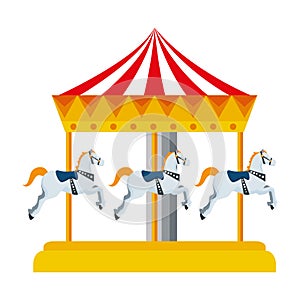 carnival carousel horses icon vector illustration