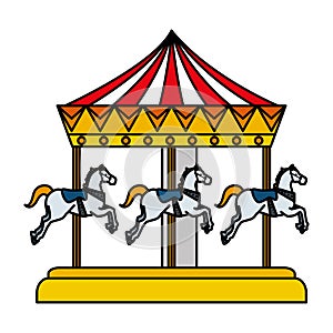 carnival carousel horses icon vector illustration