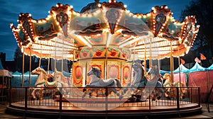 A carnival carousel with \'Whirlwind Birthday Fun\'