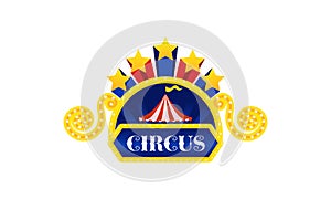 Carnival circus sign fun amusement performance logo vector