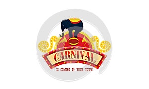 Carnival circus sign fun amusement performance logo vector