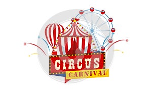 Carnival circus sign fun amusement performance logo vector