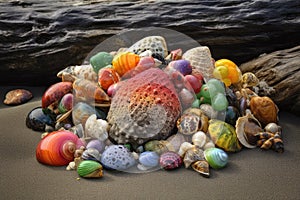 carnival of colors and textures among beachcombing treasures