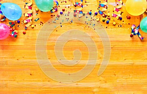 Carnival decoration against wooden background