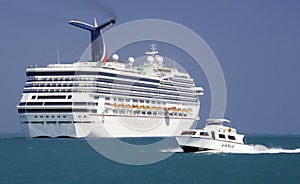 Carnival Cruise Ship and Tender in Belize