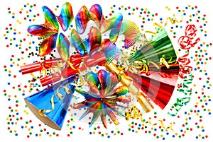 Carnival decoration garlands, streamer, confetti photo