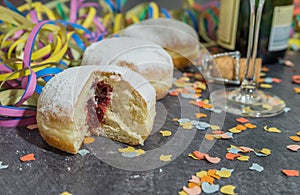 Carnival Donut with carnival decoration on a slate