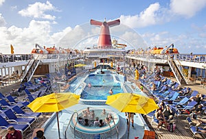 Carnival Elation Cruise Ship Top Deck With Swimming Pool