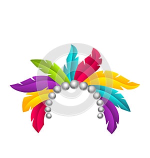 Carnival Feather Headband, Headdress with Pearls, Headpiece Carnaval, Festival Headwear photo