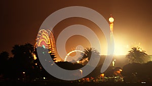 Carnival Ferris Wheel and Rides (Time Lapse)