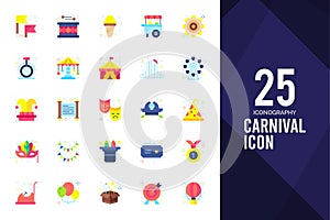25 Carnival Flat icon pack. vector illustration