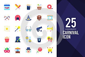 25 Carnival Flat icon pack. vector illustration