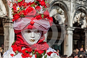 Carnival floral Mask in St Mark's square, Venice