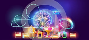 Carnival And Funfair Rides Glowing Background