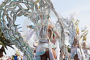 Carnival groups and costumed characters, parade through the streets of the city of Santa Cruz de Tenerife