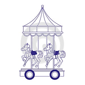 Carnival horses carousel icon, flat design