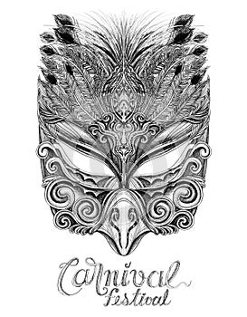 Carnival Mask bird drawn design photo