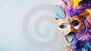 Carnival Mask on Blue Background