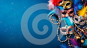 Carnival Mask on Blue Background