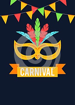 Carnival mask with buntings flyer design photo