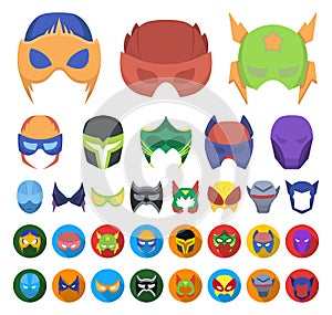 Carnival mask cartoon,flat icons in set collection for design.Mask on the eyes and face vector symbol stock web