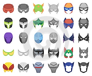 Carnival mask cartoon,monochrom icons in set collection for design.Mask on the eyes and face vector symbol stock web photo