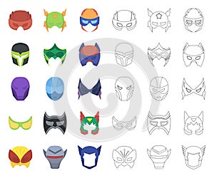 Carnival mask cartoon,outline icons in set collection for design.Mask on the eyes and face vector symbol stock web