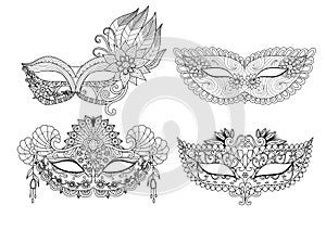 Carnival mask designs for coloring book for adult photo