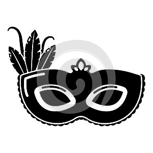 Carnival mask icon, simple black style