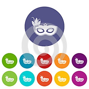 Carnival mask icons set vector color