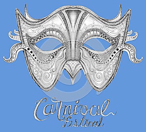 Carnival Mask and word drawn design photo