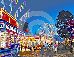 Carnival Midway at Twilight